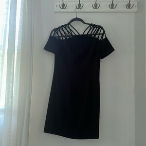 Black tight mini dress